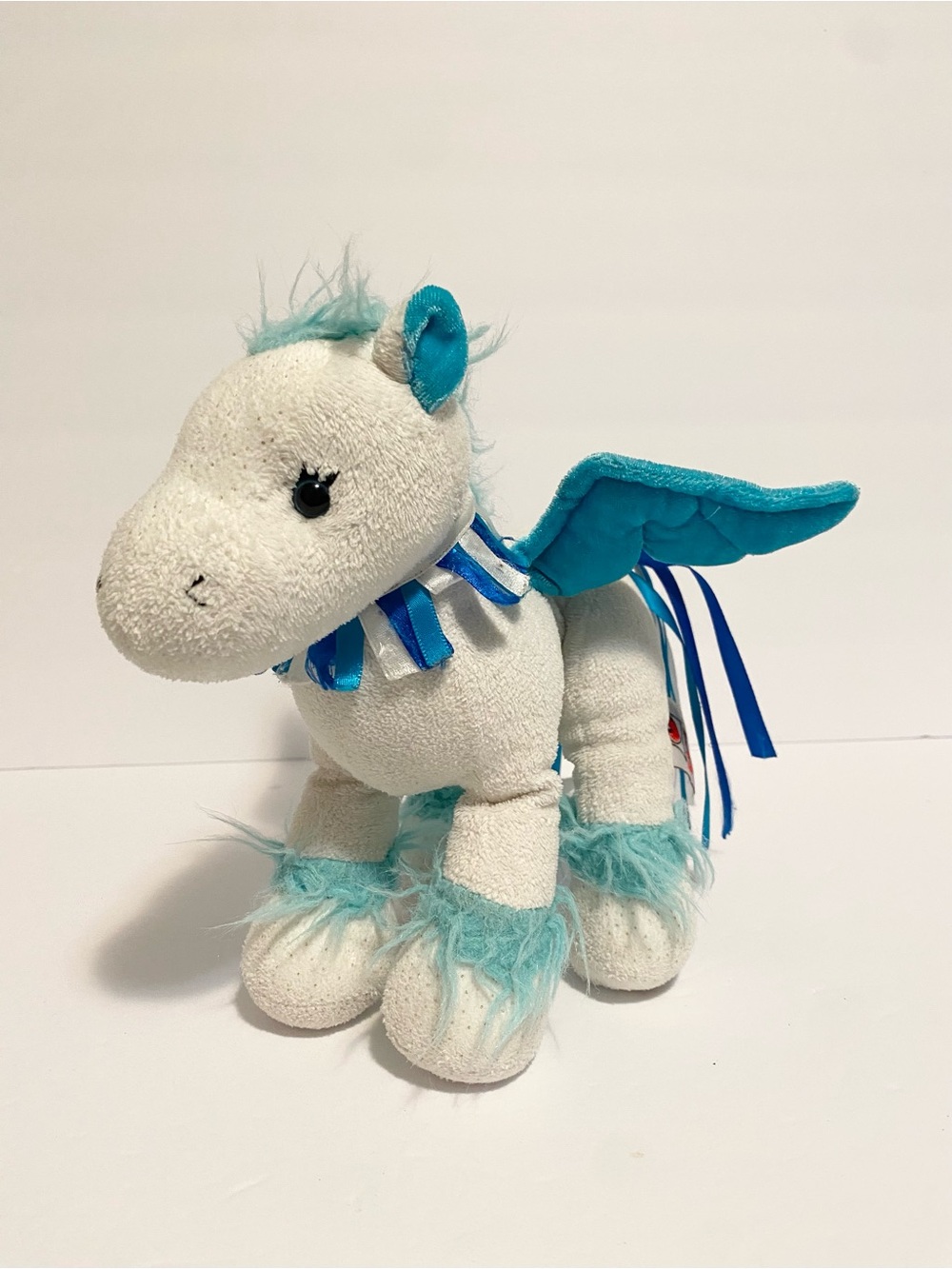 Ganz Webkinz Sapphire Pegasus Plush Blue Unicorn Stuffed Animal No Code Toy